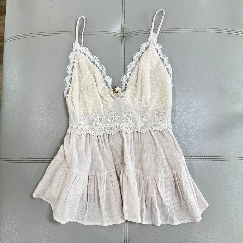 Listicle Cream Lace Trim Blouse